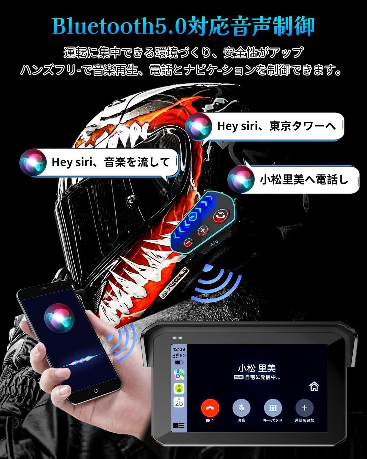 Amazon.co.jp: BOSUDA バイク用スマートモニター【Carplay/Android